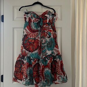 Vintage Milly paisley ikat 70s strapless dress